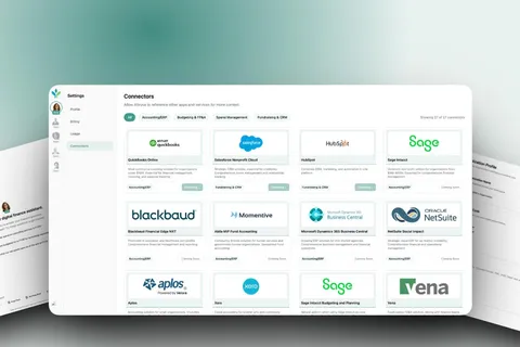 altruva connectors page listing quickbooks, salesforce, hubspot and other finance tools